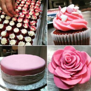 tarta y cupcakes flores